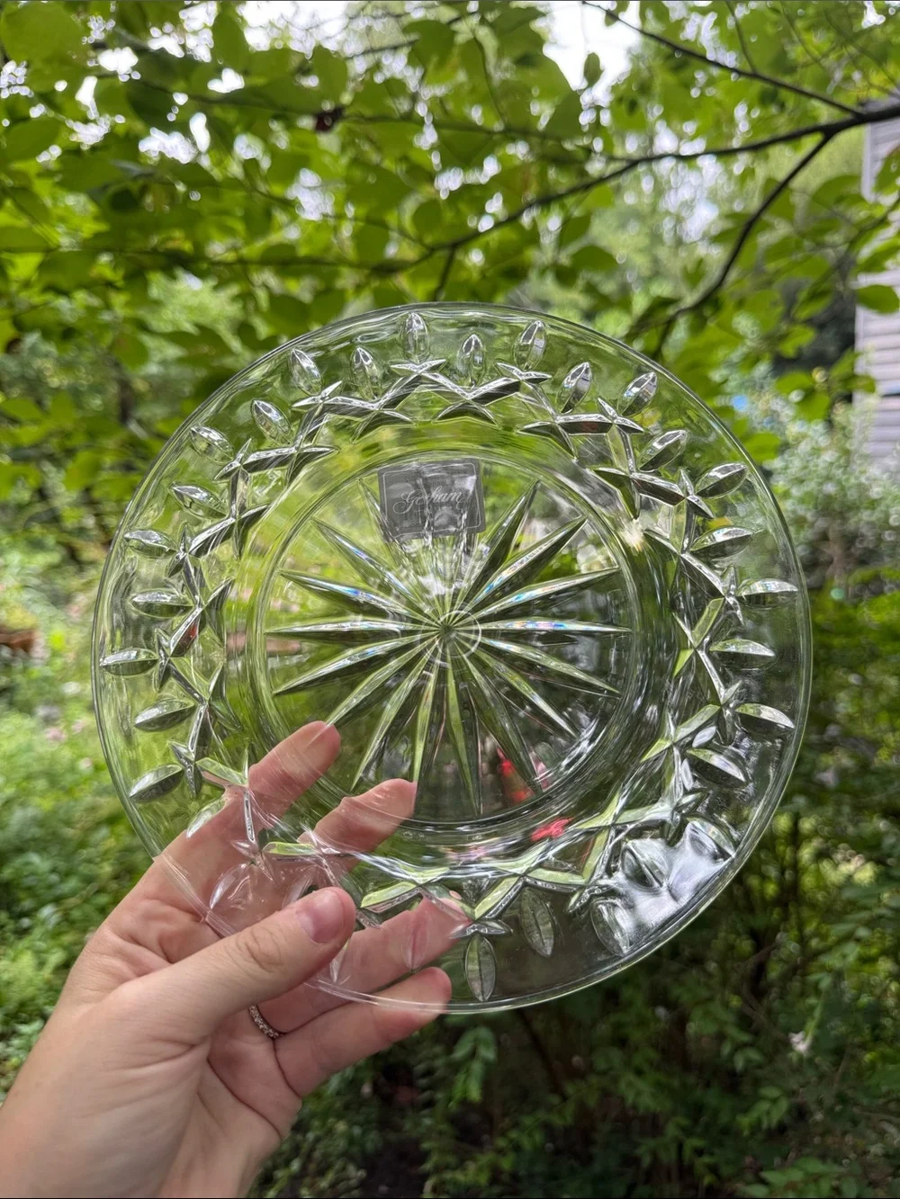 Gorham Clear Pressed Crystal Salad Plates - Pair